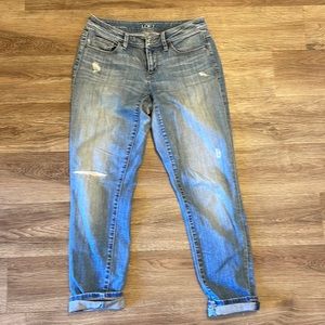 Loft curved skinny distressed jeans